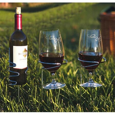 Go-for-Gold Handy Holder Combo - 2 Wine Glasses - 1 Bottle Holders Silver